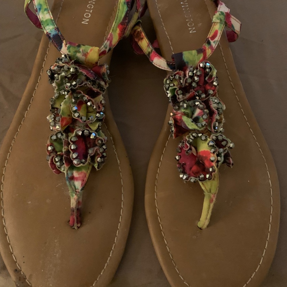 Sandals multi color with bling size 10
